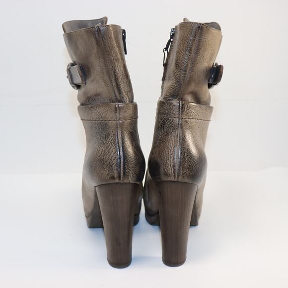 Henry Beguelin Italian Leather Ankle Boots Taupe Distressed 37 (US6-6.5) - Picture 2 of 7